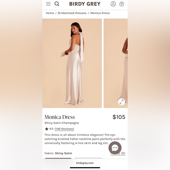 Birdy Grey Monica Bridesmaid Halter Maxi Dress - size Small - color Champagne - Picture 2 of 5